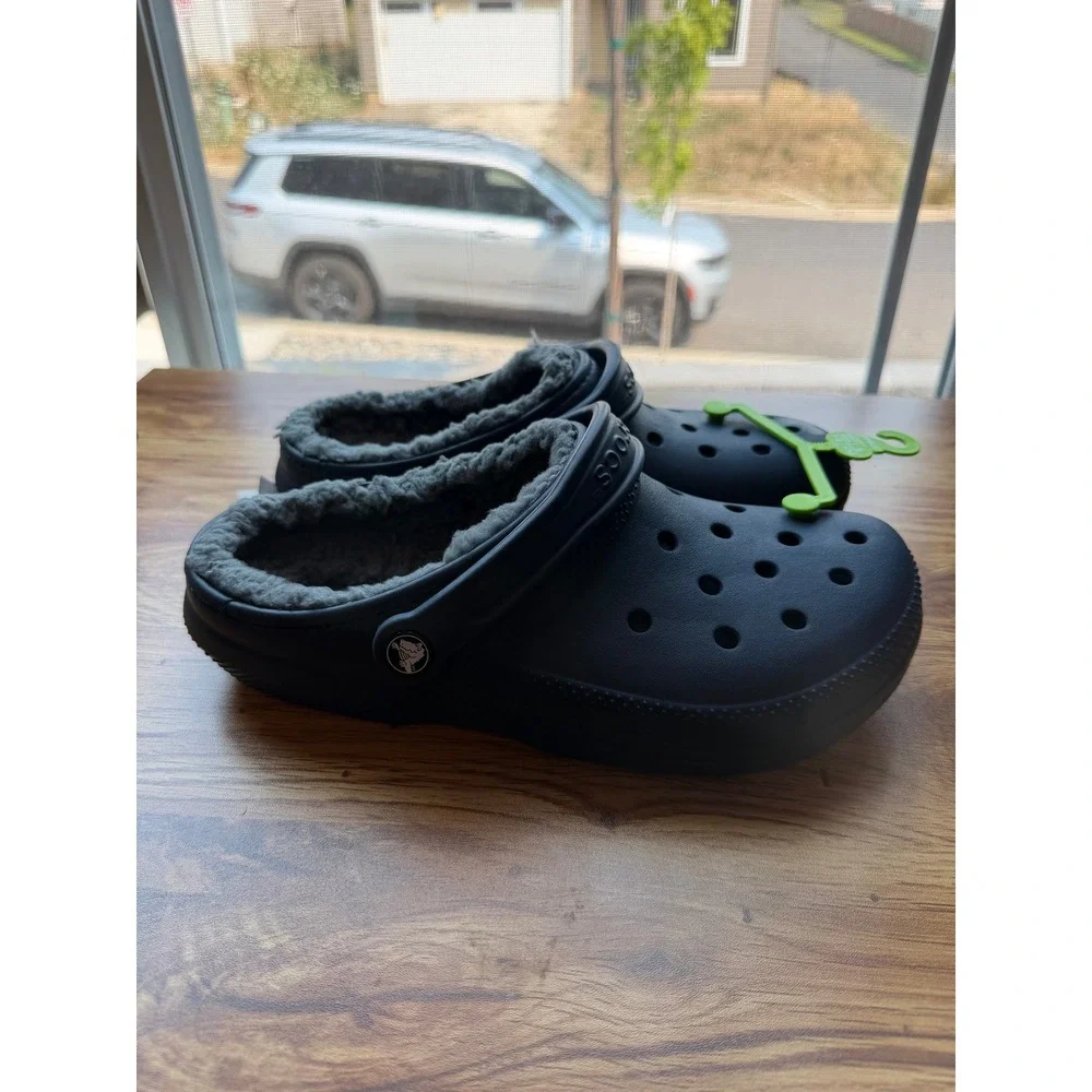 Crocs Classic Lined Clog Navy Blue Fuzzy Warm Slipper Mens 8 Womens 10 New